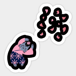 Japanese Cherry Blossom Cat! Sticker